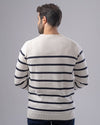 CREW NECK STRIPED SWEATER - OLIVE - Dockland