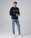 TEXTURED STRIPED SWEATER  - OLIVE - Dockland