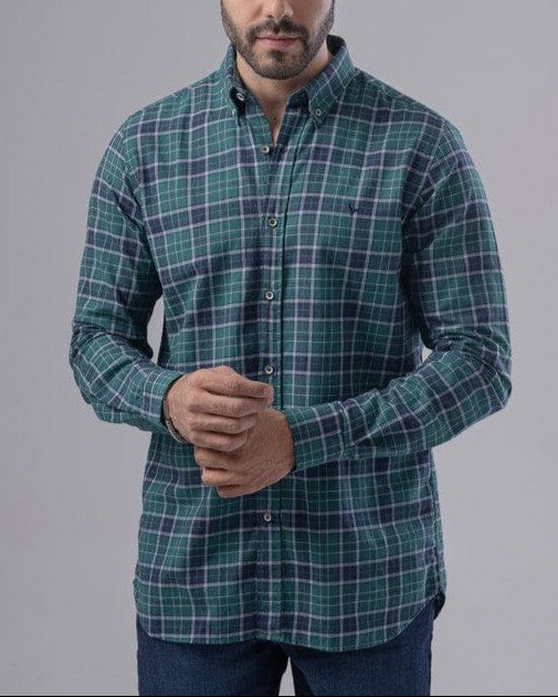 SLIM FIT CHECKERED SHIRT  - GREEN - Dockland