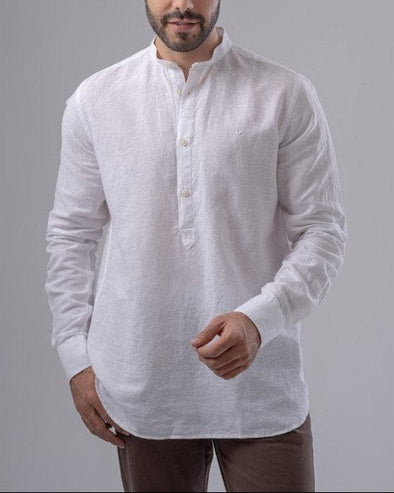 MANDARIN COLLAR SHIRT  - WHITE - Dockland