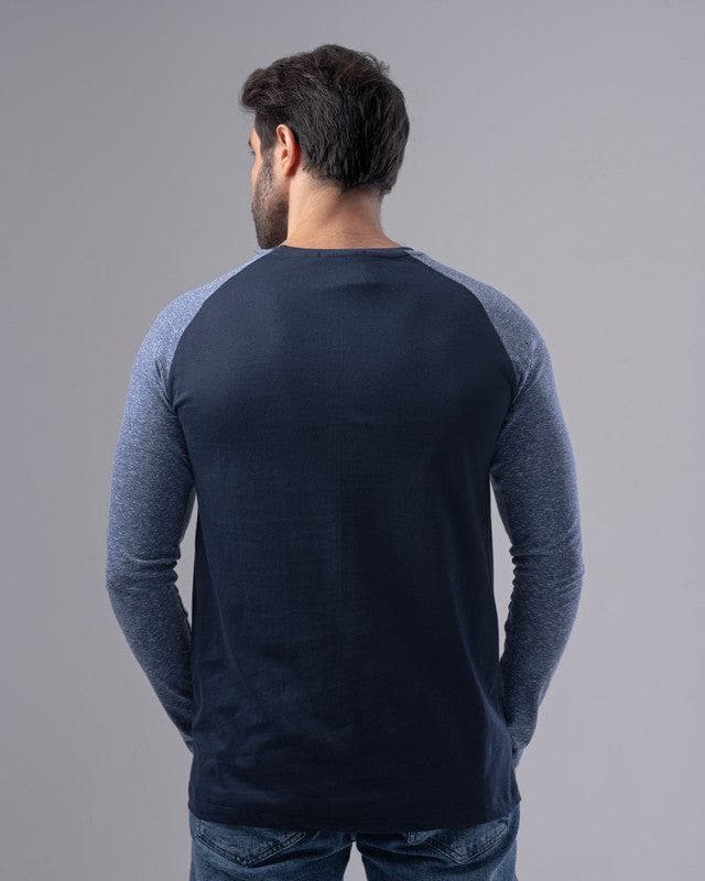 Long raglan sleeve print T-shirt - NAVY– Dockland