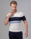 STRIPED KNIT POLO SHIRT - OFF WHITE - Dockland
