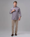 LONG SLEEVE CHECKERED SHIRT - DARK PURPLE - Dockland