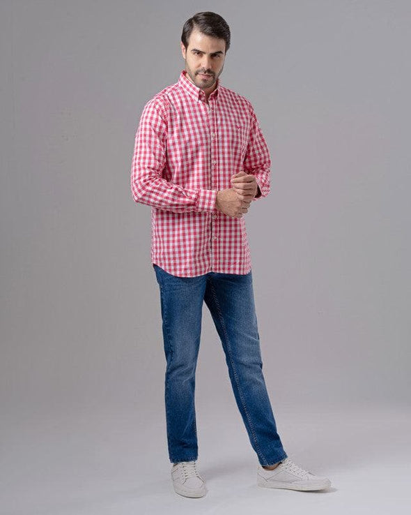 LONG SLEEVE CHECKERED SHIRT - MELON - Dockland