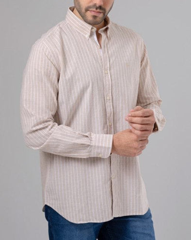 LONG SLEEVE STRIPED SHIRT - BEIGE - Dockland