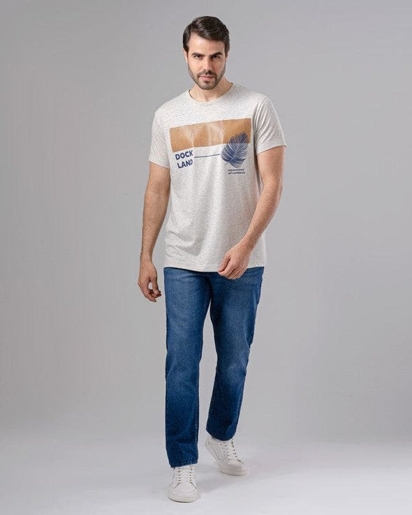 ROUND NECK PRINTED T-SHIRT - LIGHT CHINEE - Dockland