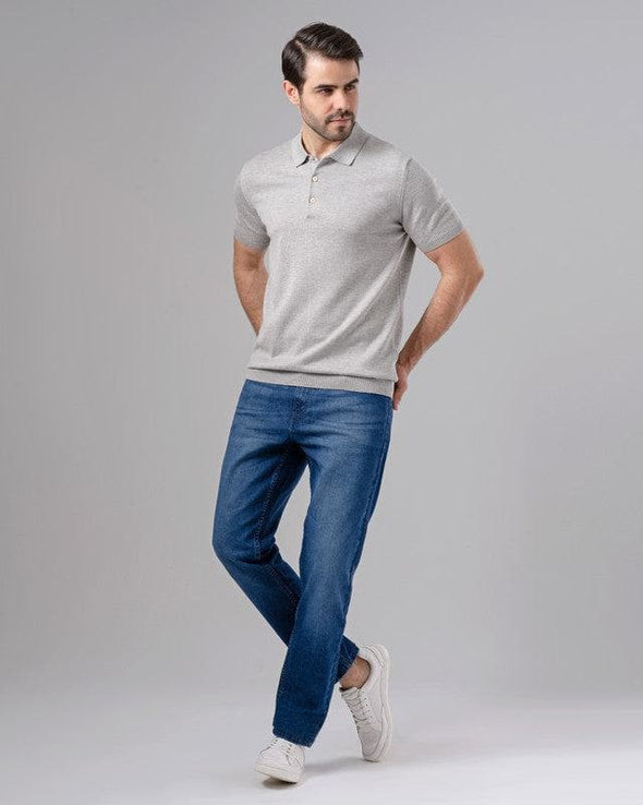 SLIM FIT KNIT POLO SHIRT - LIGHT CHINEE - Dockland