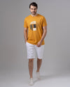 ROUND NECK PRINTED T-SHIRT - MUSTARD - Dockland