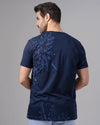 ROUND NECK PATTERNED T-SHIRT - NAVY - Dockland