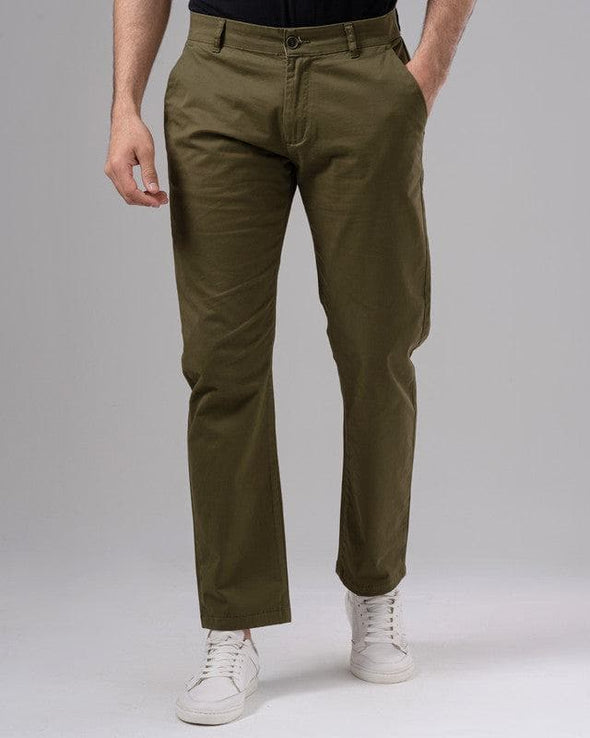 Slim Fit Chino Pants - OLIVE - Dockland