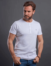 Plain Short-sleeve O-neck Body with a buttons-White - Dockland