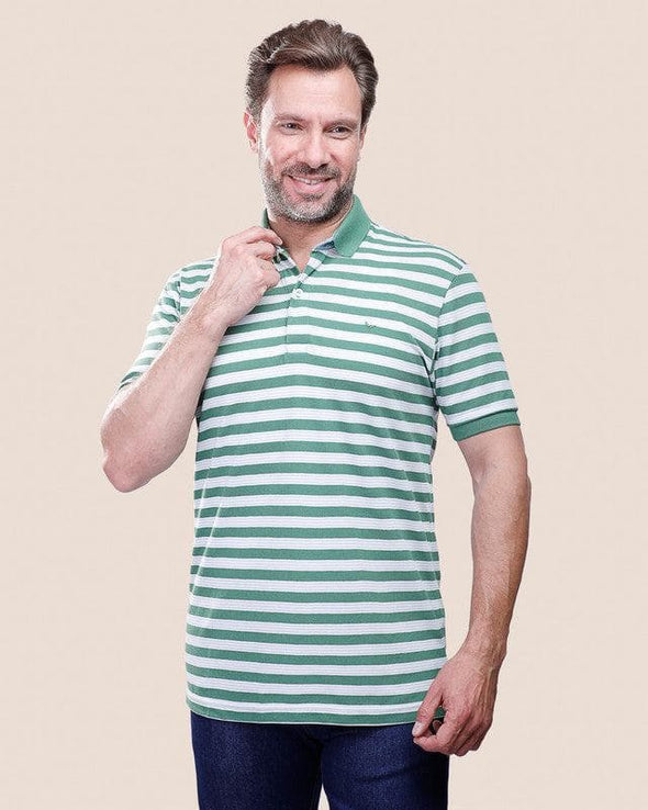 SHORT SLEEVE STRIPED POLO SHIRT - GREEN - Dockland