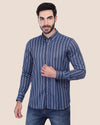 Long Sleeve Striped Shirt - NAVY * SKY BLUE - Dockland