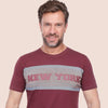 ROUND NECK PRINTED T-SHIRT - DARK  WINE - Dockland