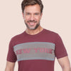 ROUND NECK PRINTED T-SHIRT - DARK  WINE - Dockland