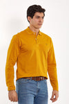 Plain Long-Sleeve Polo Shirt - MUSTARD - Dockland